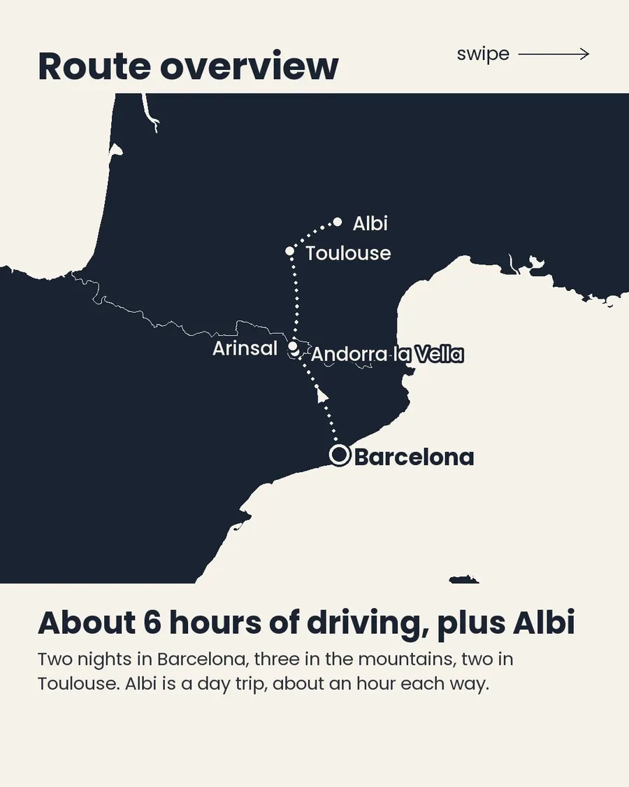 Barcelona, Andorra, Toulouse, slide 3 of 7