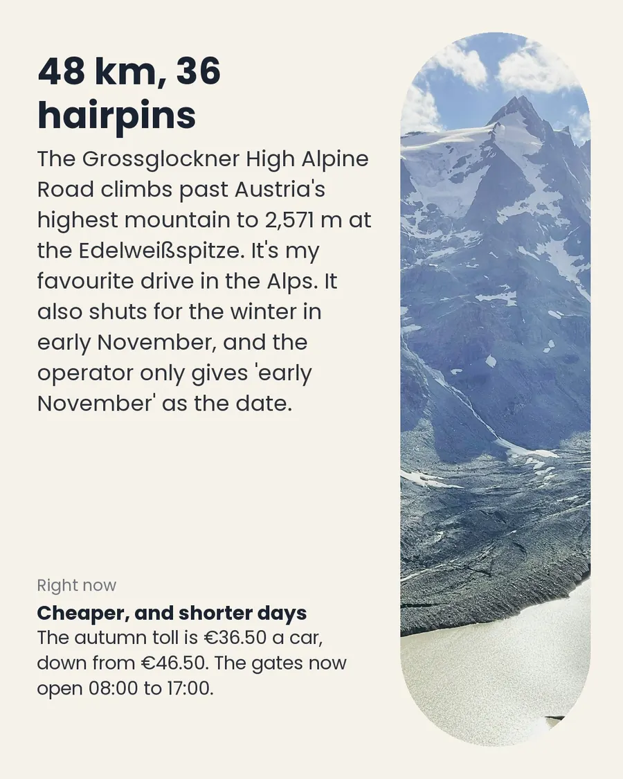 The Grossglockner closes for winter. Here's the plan, slide 2 of 7